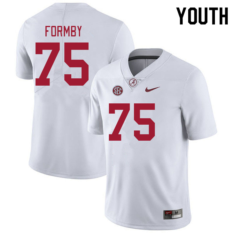 Youth #75 Wilkin Formby Alabama Crimson Tide College Footabll Jerseys Stitched-White